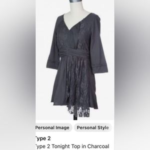 DYT T2 Tonight Top in Charcoal L Monoreno NWT